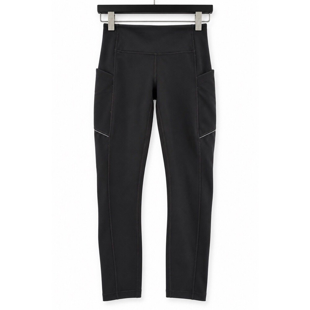 Lululemon Black Crop Leggings Size 2 Side Pockets